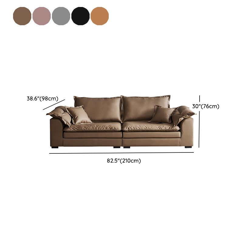 Pillow Top Arm Faux Leather Sette Nordic Down Fill Cushions Sofa with Pillows