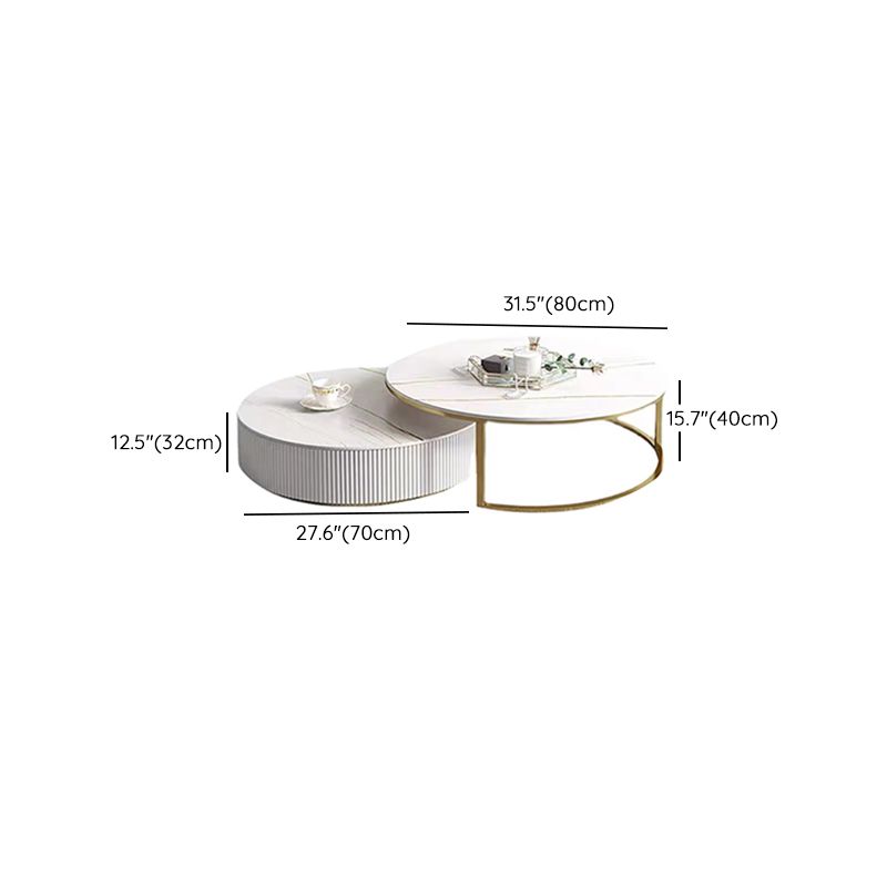 Table basse ronde en ardoise Ensemble de tables basses gigognes Glam avec tiroirs
