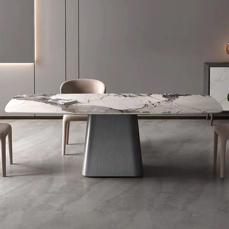 Metal Traditional Luxury Rectangle Dining Table Sintered Stone Indoor Table with Pedestal Base Clearhalo ' dining_table' 'Dining Tables & Seating' 'Dining Tables' 'furn' 'furn_dining_table' 'Furniture' 'furniture_dining_table' 'Kitchen & Dining Furniture' 'kitchen&dining_furn' 'kitchen' 'kitchen_dining_table' 1200x1200_60656426-6ef1-4851-99c8-62d0dba3fea0