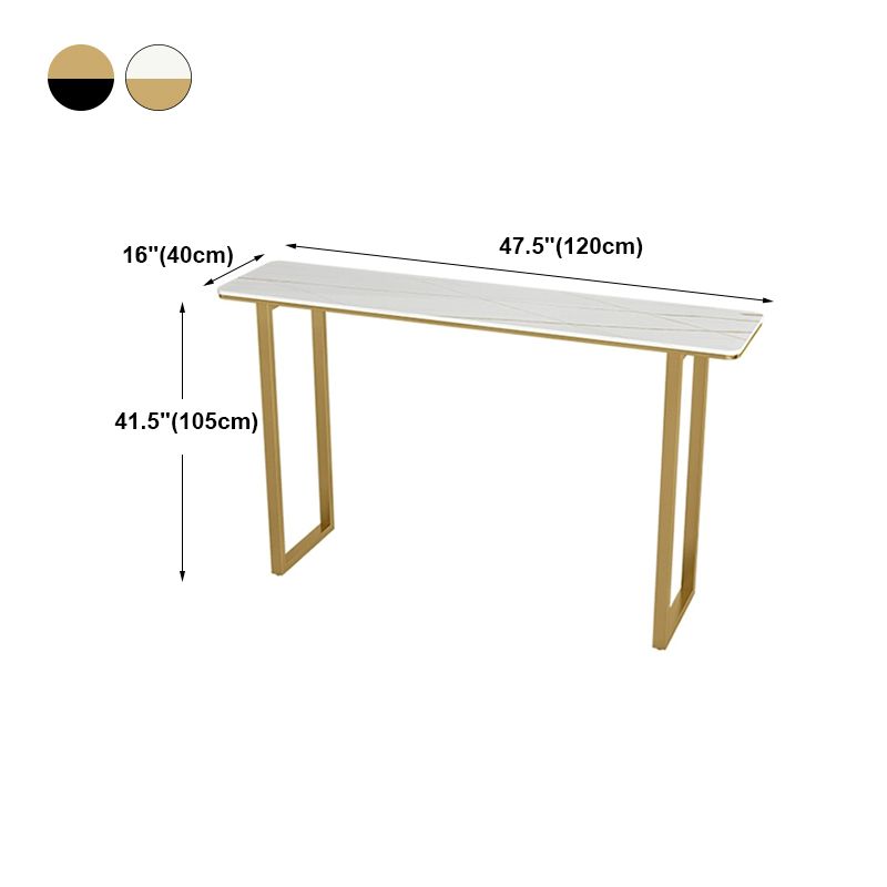 Glam Marble Counter Table with Rectangle Table Top Gold Sled Table - 41.3" H Clearhalo 'Bar Furniture' 'Bar Tables' 'bar_tables' 'furn' 'furn_bar_tables' 'Furniture' 'furniture_bar_tables' 'Kitchen & Dining Furniture' 1200x1200_606621c2-6cee-4633-a691-a4603797d021
