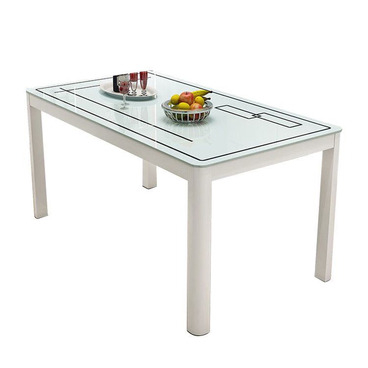 Modern White Glass Dining Table Rectangle Dining Table for Kitchen Clearhalo 'Dining Tables & Seating' 'Dining Tables' 'dining_table' 'furn' 'furn_dining_table' 'Furniture' 'Kitchen & Dining Furniture' 1200x1200_60673458-e693-4e44-b067-973a7e1e3f56