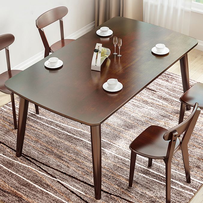 Rectangle 4 Legs Modern Dining Table Brown Tone Fixed Table with Solid Wood Clearhalo ' dining_table' 'Dining Tables & Seating' 'Dining Tables' 'Furniture' 'furniture_dining_table' 'Kitchen & Dining Furniture' 'kitchen&dining_furn' 'kitchen' 'kitchen_dining_table' 1200x1200_6067bfd5-c1fa-435b-8786-dbc2e5602976