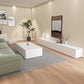 Supporto TV moderno in legno da 16" con contenitore chiuso, supporto TV bianco con cassetti