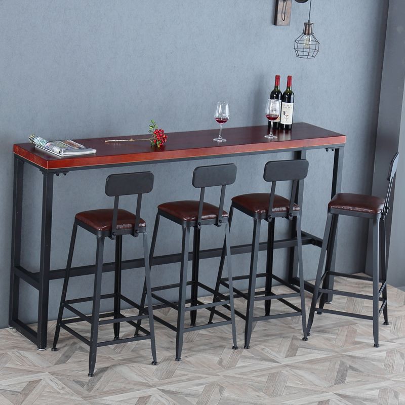 Industrial Armless Counter Stool Iron Cafe Bar Stool with Leather Cushion Clearhalo 'Bar Furniture' 'Bar Stools' 'bar_stools' 'furn' 'furn_bar_stools' 'Furniture' 'furniture_bar_stools' 'Kitchen & Dining Furniture' 1200x1200_6068679b-f5aa-4c2c-9af5-8b83257f924c