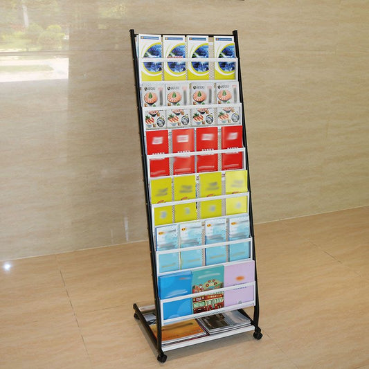 Hedendaagse verticale metalen boekenplank gesloten terug boekenkast met planken