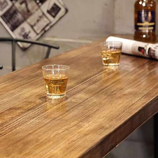 Rechteckiges Massivholz-Bartisch-Set, industrieller 1/4/7-teiliger Thekentisch mit Hockern