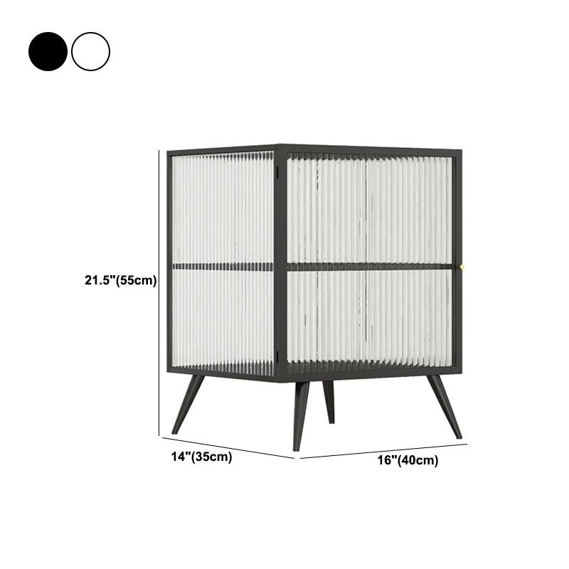 Modern Lower Shelf Nightstand Metal Bedside Cabinet with Glass Door for Bedroom Clearhalo 'Bedroom Furniture' 'furn' 'furn_night_stand' 'Furniture' 'night_stand' 'Nightstands' 1200x1200_606cd9bc-cb8a-4588-8cd1-eaa1c9f78a76