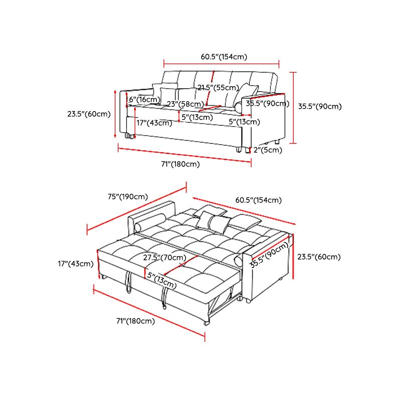 Blu 35.43 "divano da divano a letto largo letto con biscotto