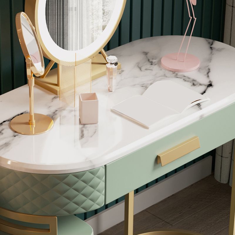 Green Makeup Vanity Desk 30.31" High Vanity Tables with 3 Drawer Clearhalo 'Bedroom Furniture' 'furn' 'furn_makeup_vanities' 'Furniture' 'Makeup Vanities' 'makeup_vanities' 1200x1200_606db623-70f5-4995-92b8-0e982e469c4f