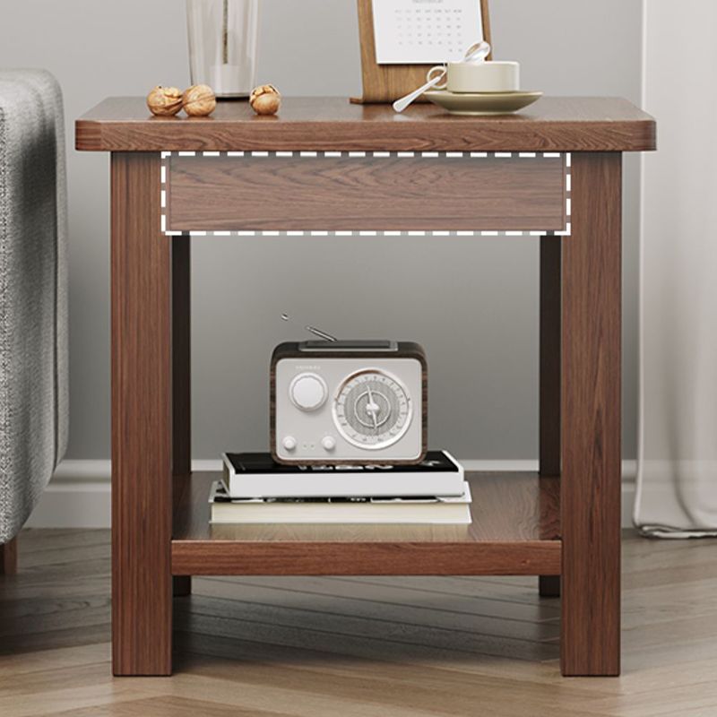 Mesa de esquina moderna de 4 patas Mesa al final del sofá de madera maciza con almacenamiento