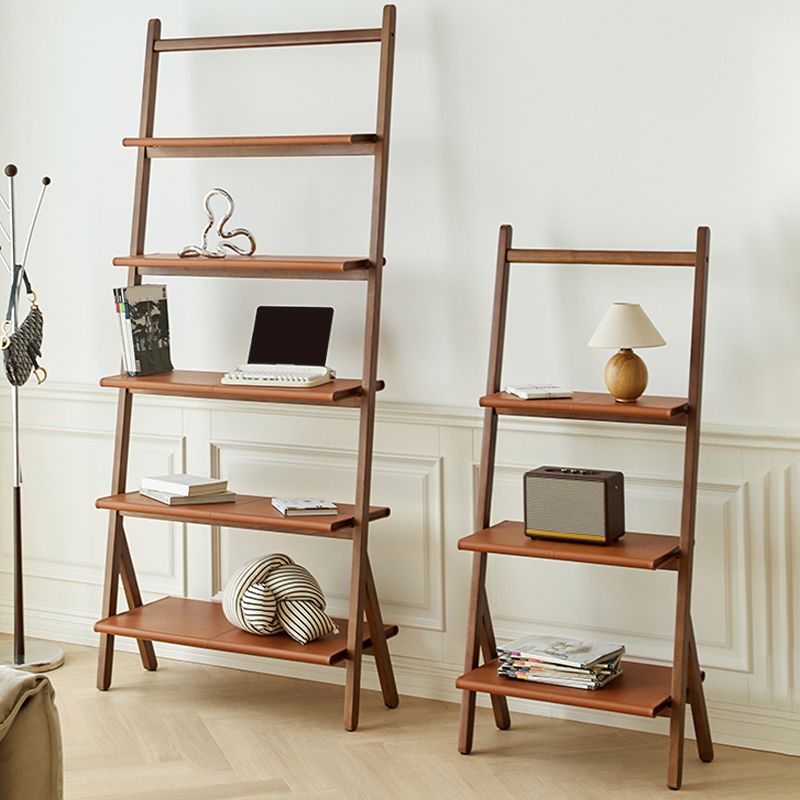 Moderne stijl Open Back Bookshelf Ladder Houten boekenkast voor thuiskantoor