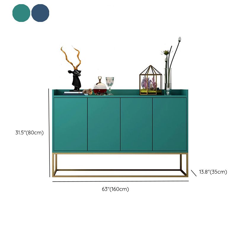 Tavolo da sideboard a 4 porte in legno massiccio glam con base di metallo