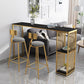 1/3 piezas de mesa de barra de hierro glamour bistro de piedra rectangular con estante