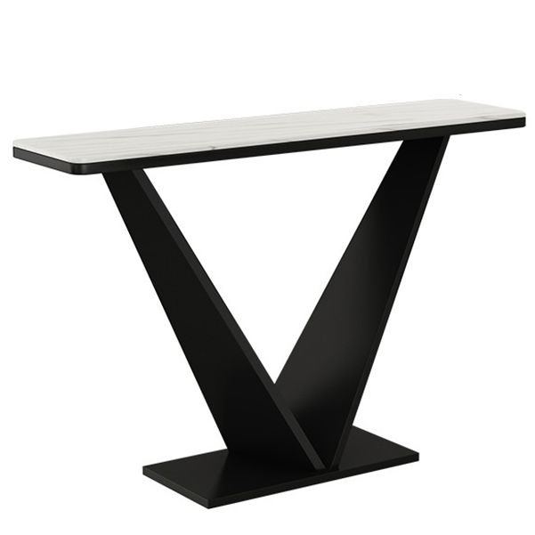 Console rettangolare contemporanea Tavolo con base di piedistallo di ferro nero per Hall