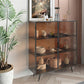 Steel Sideboard with 2 Glass Doors Modern Dining Server with Metal Legs