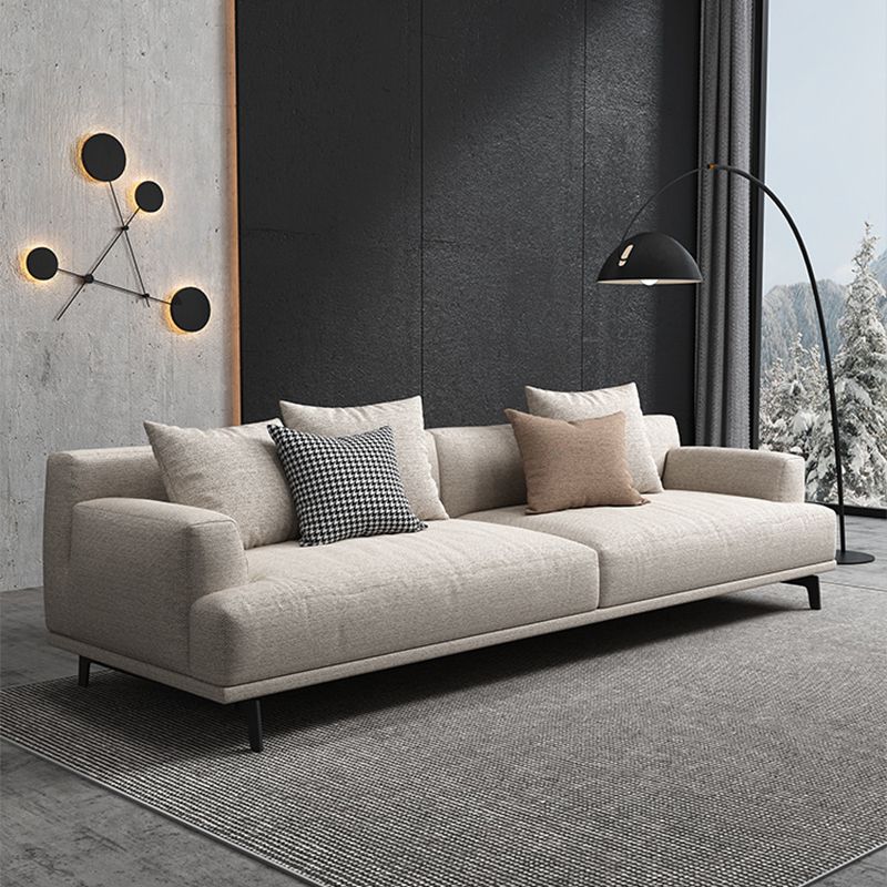 Faux Leather and Cotton Blend Recessed Arm Furniture Sectionals in Beige Clearhalo 'furn' 'furn_sectionals' 'Furniture' 'Living Room Furniture' 'Sectionals' 1200x1200_6073a3fa-d272-4993-a350-a28033a11fb2