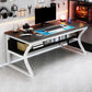 Modern Wood Computer Desk Rectangular Sled Office Desk with Storage