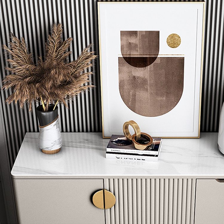 Glam Buffet Server con scaffali regolabili in legno e server di pranzo in pietra