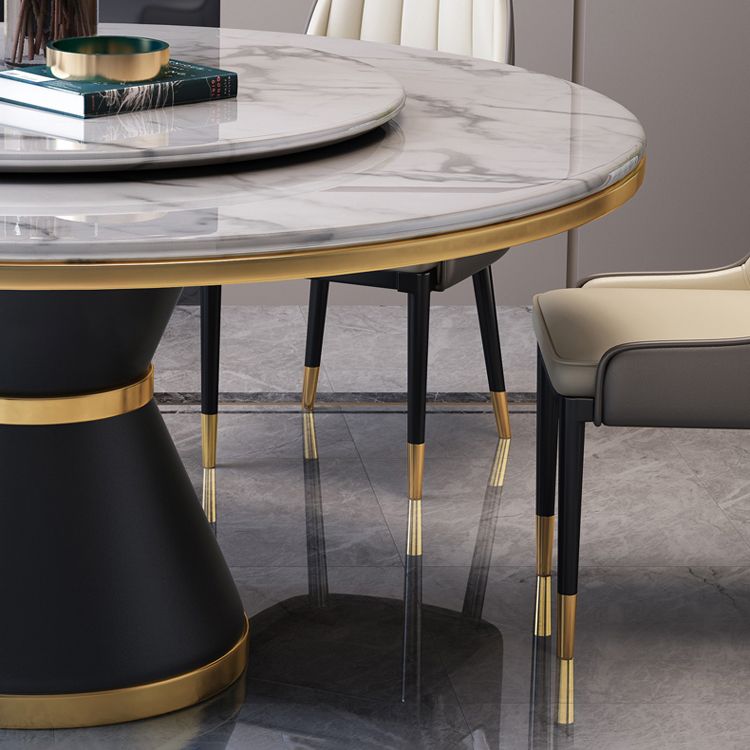 Modern Style Home Marble Dining Table Single Pedestal Base Round Table with Turntable Clearhalo ' dining_table' 'Dining Tables & Seating' 'Dining Tables' 'furn' 'furn_dining_table' 'Furniture' 'furniture_dining_table' 'Kitchen & Dining Furniture' 'kitchen&dining_furn' 'kitchen' 'kitchen_dining_table' 1200x1200_60763ea3-68e4-48fe-875c-756532d2d860