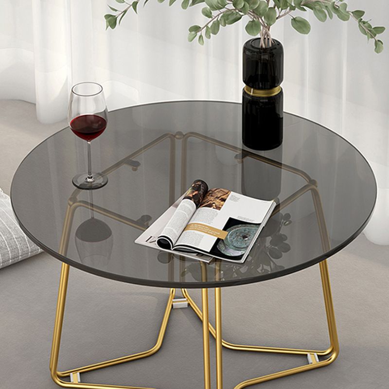 Moderne 11,8 "H ronde glazen salontafel ijzeren abstracte cocktailtafel