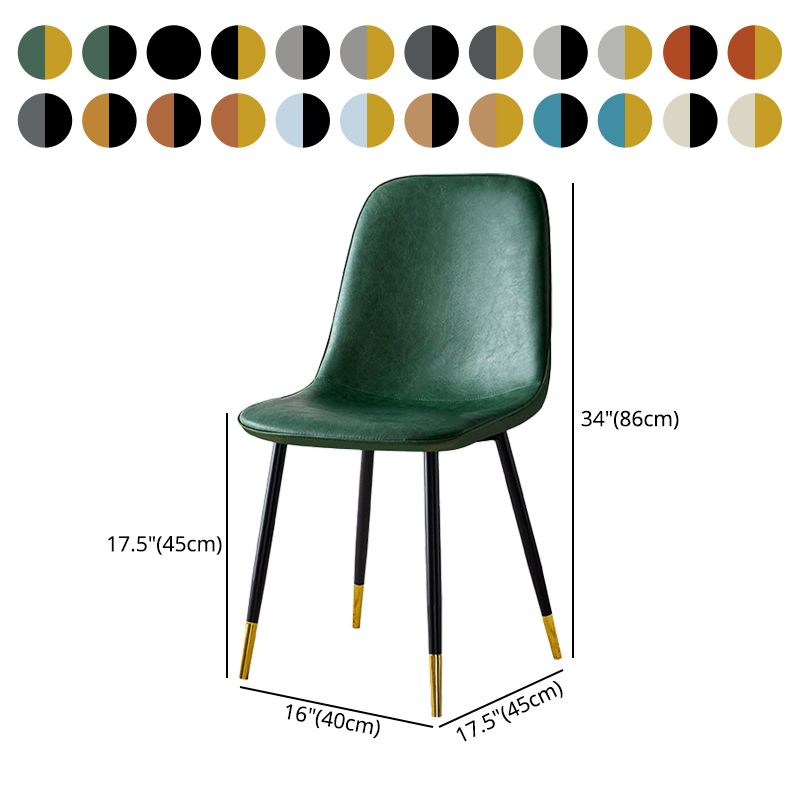Scandinavian Home Side Chair Metal Solid Back Upholstered Dining Room Chair Clearhalo ' kitchen&dining_furn' 'Dining Chairs' 'Dining Tables & Seating' 'dining_chair' 'furn' 'furn_dining_chair' 'Furniture' 'furniture_dining_chair' 'Kitchen & Dining Furniture' 'kitchen' 1200x1200_60770dbd-5e50-4660-a549-1b0437b2f1e5