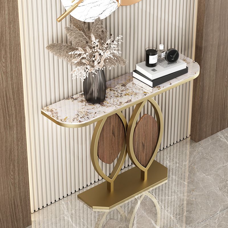 グラムコンソールアクセントテーブルアンティークフィニッシュハーフムーンコンソールテーブル