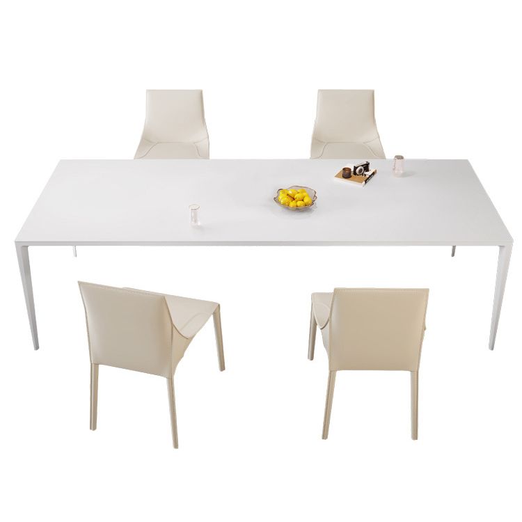 Modern Rectangle Dining Table Sintered Stone Dining Table with 4 White Legs for Home Kitchen Dinner Clearhalo ' dining_table' 'Dining Tables & Seating' 'Dining Tables' 'Furniture' 'furniture_dining_table' 'Kitchen & Dining Furniture' 'kitchen&dining_furn' 'kitchen' 'kitchen_dining_table' 1200x1200_60783b3a-811c-4a0f-beb0-2a272f38d2e6