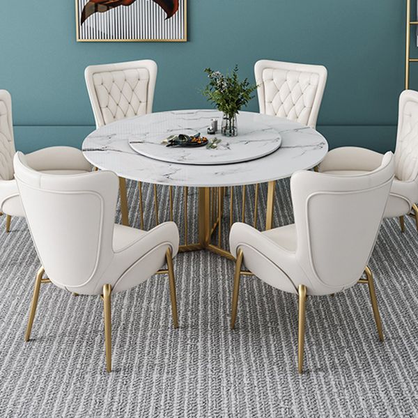 Mesa de comedor de piedra moderna mesa redonda de comedor blanco para cocina