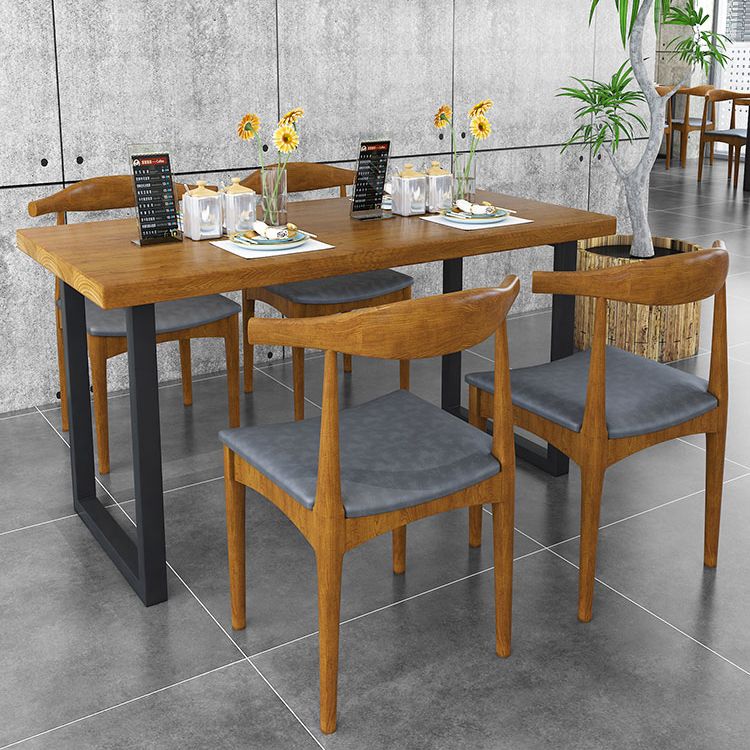 Rectangle Wood Color Dining Table Solid Wood Table with Double Pedestal Clearhalo ' dining_table' 'Dining Tables & Seating' 'Dining Tables' 'furn' 'furn_dining_table' 'Furniture' 'furniture_dining_table' 'Kitchen & Dining Furniture' 'kitchen&dining_furn' 'kitchen' 'kitchen_dining_table' 1200x1200_607947fc-f0af-4678-8693-90fd92e93dc4