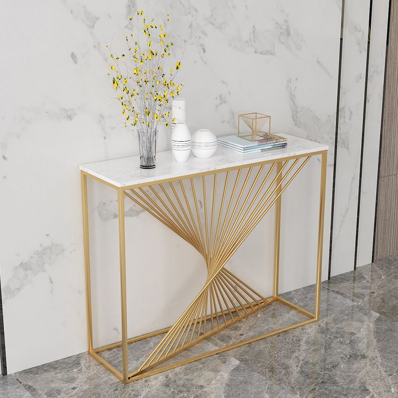 Contemporary Console Accent Table Antique Finish Console Sofa Table in Marble