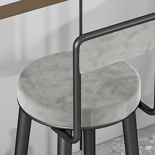 Glam Upholstered Dining Stools Round Armless Bar Stools with Footrest