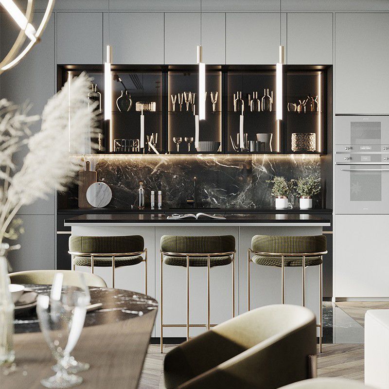 29.53" Glam Bar and Counter Stool Low Back Stool with 4 Metal Legs Clearhalo 'Bar Furniture' 'Bar Stools' 'bar_stools' 'furn' 'furn_bar_stools' 'Furniture' 'furniture_bar_stools' 'Kitchen & Dining Furniture' 1200x1200_607ab92f-56b4-4724-9828-b5c37db9622e