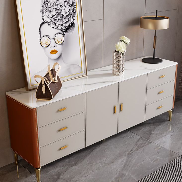 Cómoda clásica Glam con almacenamiento de piedra y 6 cajones, 15,6 pulgadas de ancho