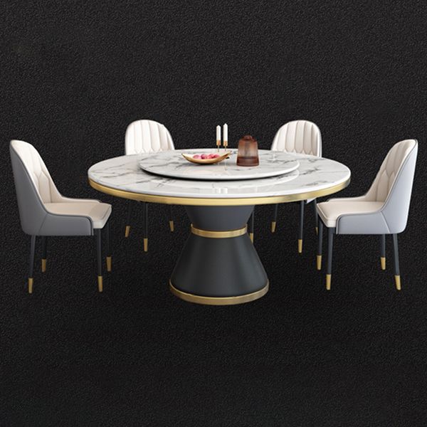 Round Modern Style Sintered Stone Dining Table Furniture with Metallic Base Clearhalo ' dining_table' 'Dining Tables & Seating' 'Dining Tables' 'furn' 'furn_dining_table' 'Furniture' 'furniture_dining_table' 'Kitchen & Dining Furniture' 'kitchen&dining_furn' 'kitchen' 'kitchen_dining_table' 1200x1200_607c3dd9-1a35-4ae9-9822-74dcba417674