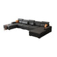 Square Arm Sectional Dark Gray Cushion Back Storage Faux Leather Living Room Sofa Clearhalo 'furn' 'furn_sectionals' 'Furniture' 'furniture_sectionals' 'Living Room Furniture' 'Sectionals' 1200x1200_607cdf2a-a172-45d9-b735-4429a3ba4634
