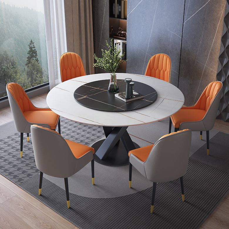 Contemporary Sintered Stone Round Dining Table Kitchen Standard Dining Table with Pedestal Base Clearhalo ' dining_table' 'Dining Tables & Seating' 'Dining Tables' 'furn' 'furn_dining_table' 'Furniture' 'furniture_dining_table' 'Kitchen & Dining Furniture' 'kitchen&dining_furn' 'kitchen' 'kitchen_dining_table' 1200x1200_607d9157-9855-4958-a649-30f37b2c97c6