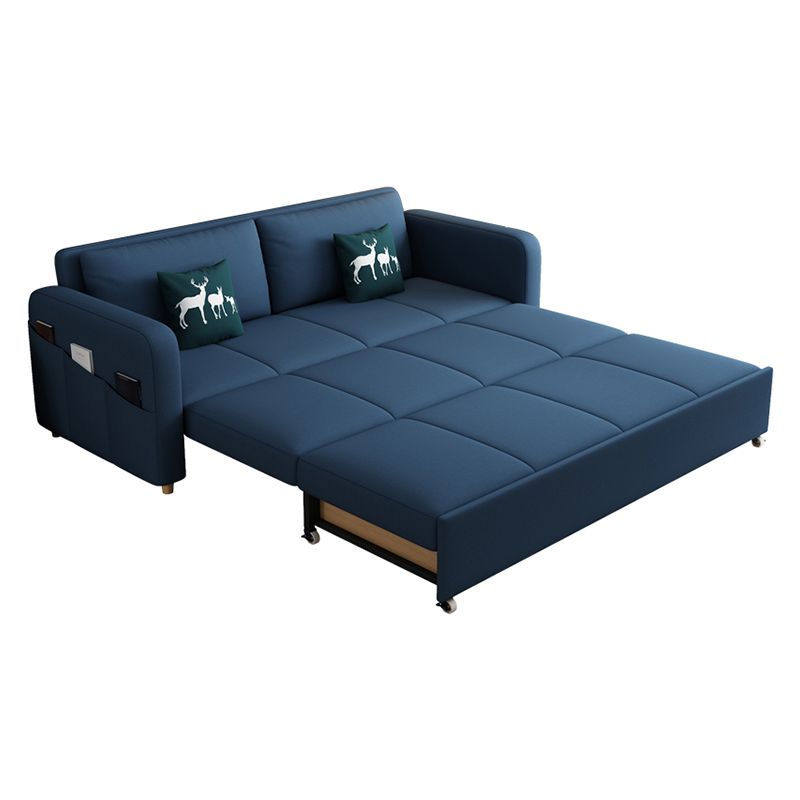 Contemporary Cotton Blend Sleeper Square Arm Sofa Bed in Blue Clearhalo 'furn' 'furn_sofas' 'Furniture' 'Living Room Furniture' 'Sofa' 'sofas' 1200x1200_607de0fb-42f1-4cda-b305-7cc7da443a53