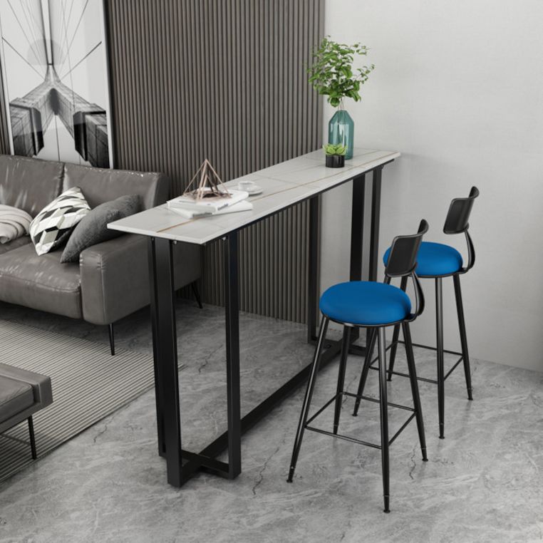 Industrial Sintered Stone Bar Table Black and Metal Base Bar Table Clearhalo 'Bar Furniture' 'Bar Tables' 'bar_tables' 'furn' 'furn_bar_tables' 'Furniture' 'Kitchen & Dining Furniture' 1200x1200_607eeae5-44da-46c8-a584-6f763151ae25