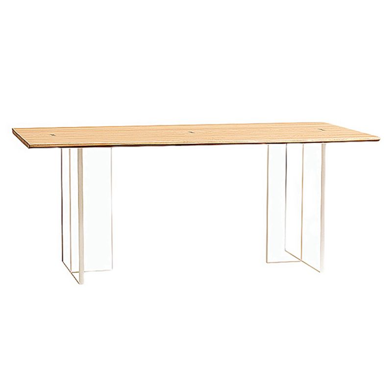 Modern Pine Solid Wood Table Rectangle Dining Table with Acrylic Double Pedestal Base Clearhalo ' dining_table' 'Dining Tables & Seating' 'Dining Tables' 'furn' 'furn_dining_table' 'Furniture' 'furniture_dining_table' 'Kitchen & Dining Furniture' 'kitchen&dining_furn' 'kitchen' 'kitchen_dining_table' 1200x1200_607fb830-858b-4ddd-bf1c-eadc738dd8e4