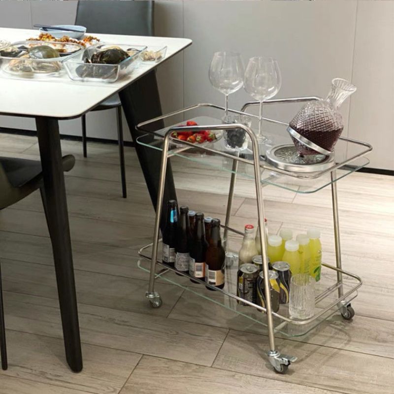 Vidrio modernista con mesa rectangular de la sala de estar de doble nivel rectangular