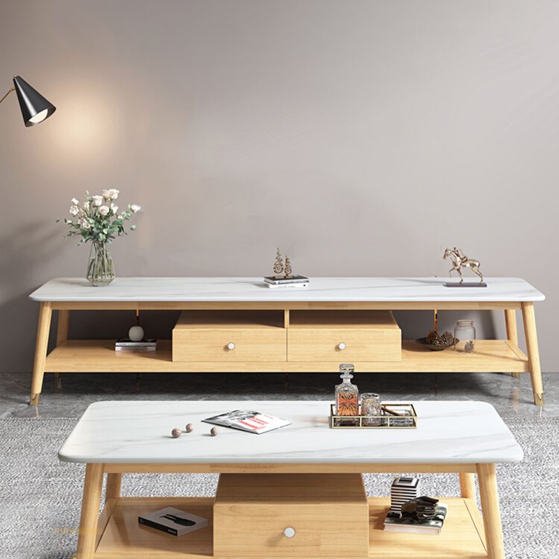 18.11"H TV Stand Contemporary Style Solid Wood TV Console with 2 Drawers Clearhalo 'furn' 'furn_tv_stands_entertainment_centers' 'Furniture' 'Living Room Furniture' 'TV Stands & Entertainment Centers' 'TV Stands & Media Storage Furniture' 'tv_stands_entertainment_centers' 1200x1200_608316ab-5e53-436a-b333-745ce6239efc