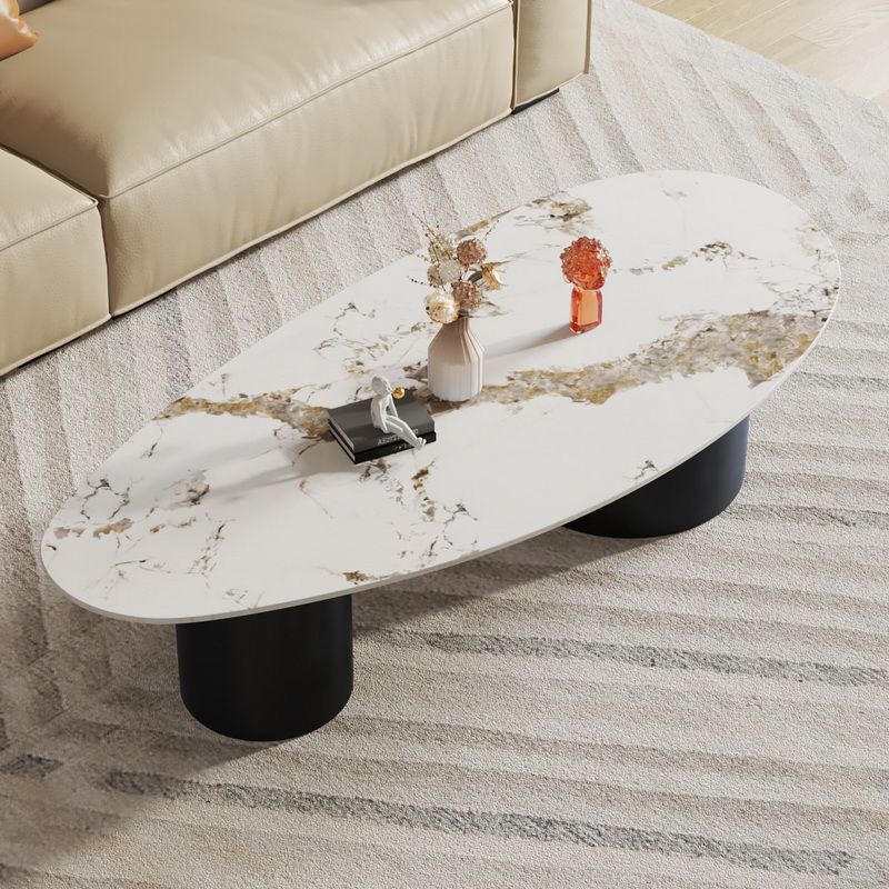Glam Sled Coffee Table Oval Coffee or End Table in Beige and Black Clearhalo 'Coffee & Accent Tables' 'Coffee Tables' 'coffee_tables' 'furn' 'furn_coffee_tables' 'Furniture' 'Living Room Furniture' 1200x1200_60832a57-22df-49e6-a6a5-38119aa28d53
