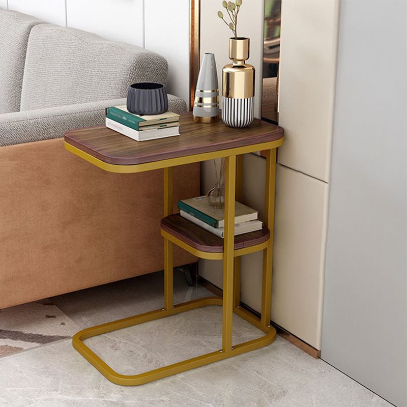 Modern Style Metal Base Manufactured Wood Top Rectangular Side Table