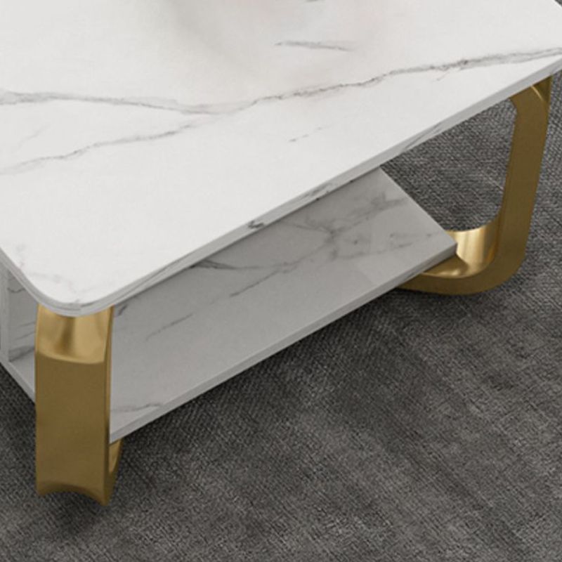Glam Coffee Table with Cross Legs and Storage Shelf Cocktail Table Clearhalo 'Coffee & Accent Tables' 'Coffee Tables' 'coffee_tables' 'furn' 'furn_coffee_tables' 'Furniture' 'Living Room Furniture' 1200x1200_6085002a-9faf-49e1-a6cc-5c70a7c1f89f