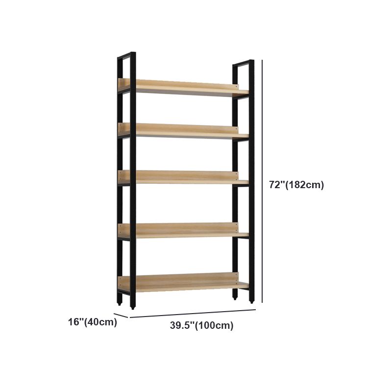 Vertical Industrial Etagere Bookshelf Steel Frame Solid Wood Shelf Bookshelf Clearhalo 'Bookcases' 'furn' 'furn_bookcases' 'Furniture' 'furniture_bookcases' 'kitchen' 'kitchen_bookcases' 'Living Room Furniture' 'Office Furniture' 1200x1200_608a2d59-3aab-415d-b236-d7ce7ecb012f