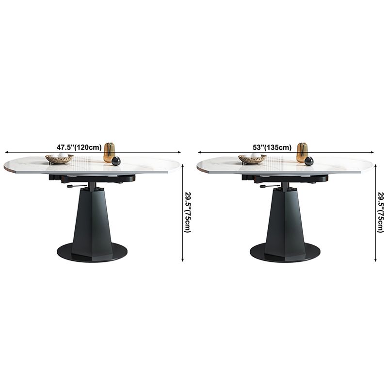 Modern Style Sintered Stone Dining Table Round Drop-Leaf Table with Pedestal Clearhalo ' dining_table' 'Dining Tables & Seating' 'Dining Tables' 'furn' 'furn_dining_table' 'Furniture' 'furniture_dining_table' 'Kitchen & Dining Furniture' 'kitchen&dining_furn' 'kitchen' 'kitchen_dining_table' 1200x1200_608aa0d5-d6fe-49a2-ad08-929d8c0bc09d