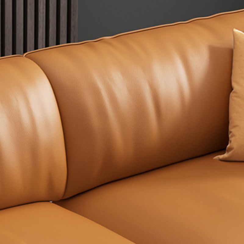 Pillow Top Arm Sofa Modern Faux Leather Cushions Sofa in Orange Clearhalo 'furn' 'furn_sofas' 'Furniture' 'Living Room Furniture' 'Sofa' 'sofas' 1200x1200_608e47f9-2762-4711-97fa-7afe6206e971