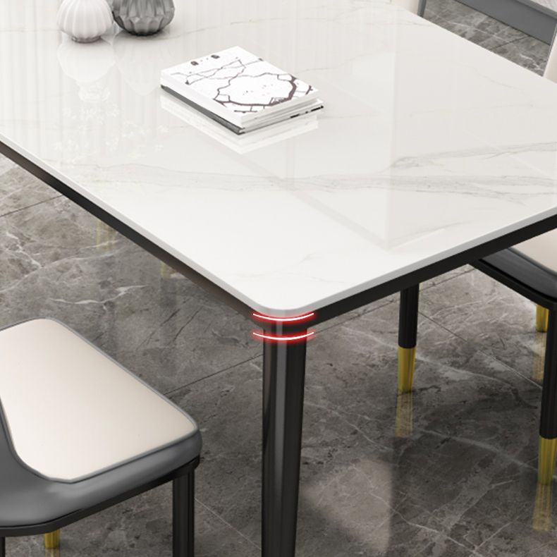 Rectangle Stone Top Dining Table Glam Style Kitchen Dining Table with 4 Legs Clearhalo 'Dining Tables & Seating' 'Dining Tables' 'dining_table' 'furn' 'furn_dining_table' 'Furniture' 'Kitchen & Dining Furniture' 1200x1200_608e943b-2c33-429b-8fbc-cc344c3a7c0f