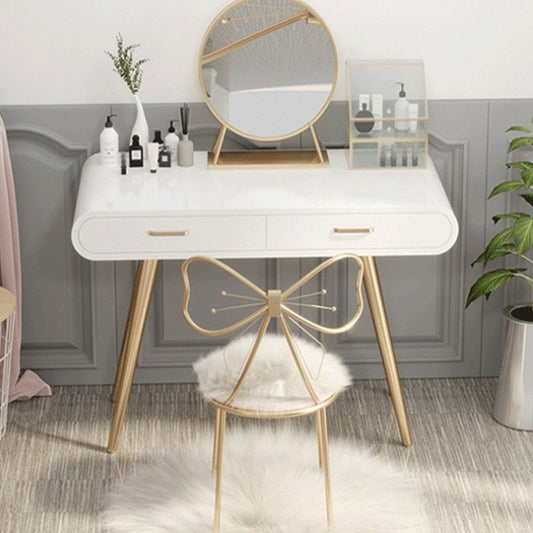 Vaniety di trucco in legno bianco con 2 cassetti Scegli da toeletta a specchio