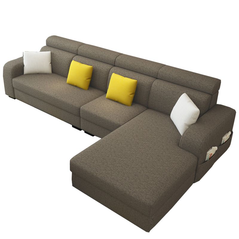 126"L √ó 71"W √ó35.5"H Linen Blend Square Arm Sofa Slipcovered Sectionals with Storage Clearhalo 'furn' 'furn_sectionals' 'Furniture' 'furniture_sectionals' 'Living Room Furniture' 'Sectionals' 1200x1200_6090a9d6-817a-4f2b-91b9-cc6c734e5b0a